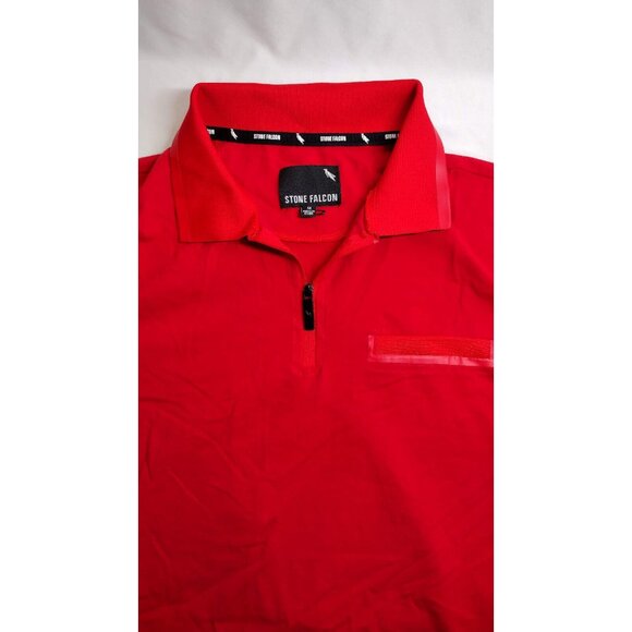 Stone Falcon Red Zip Polo Shirt M - Picture 3 of 10